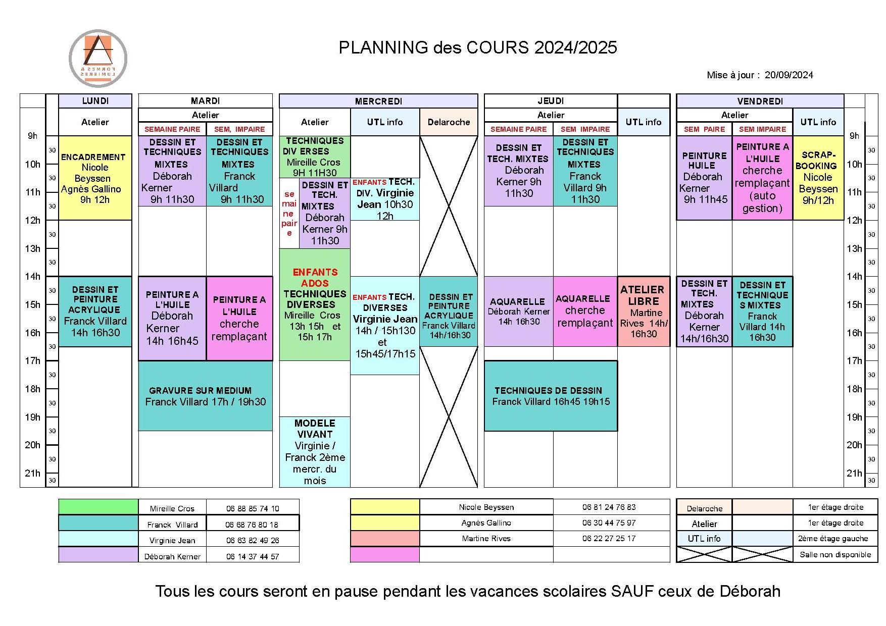 Planning2024 2025 au 20 septembre 2024