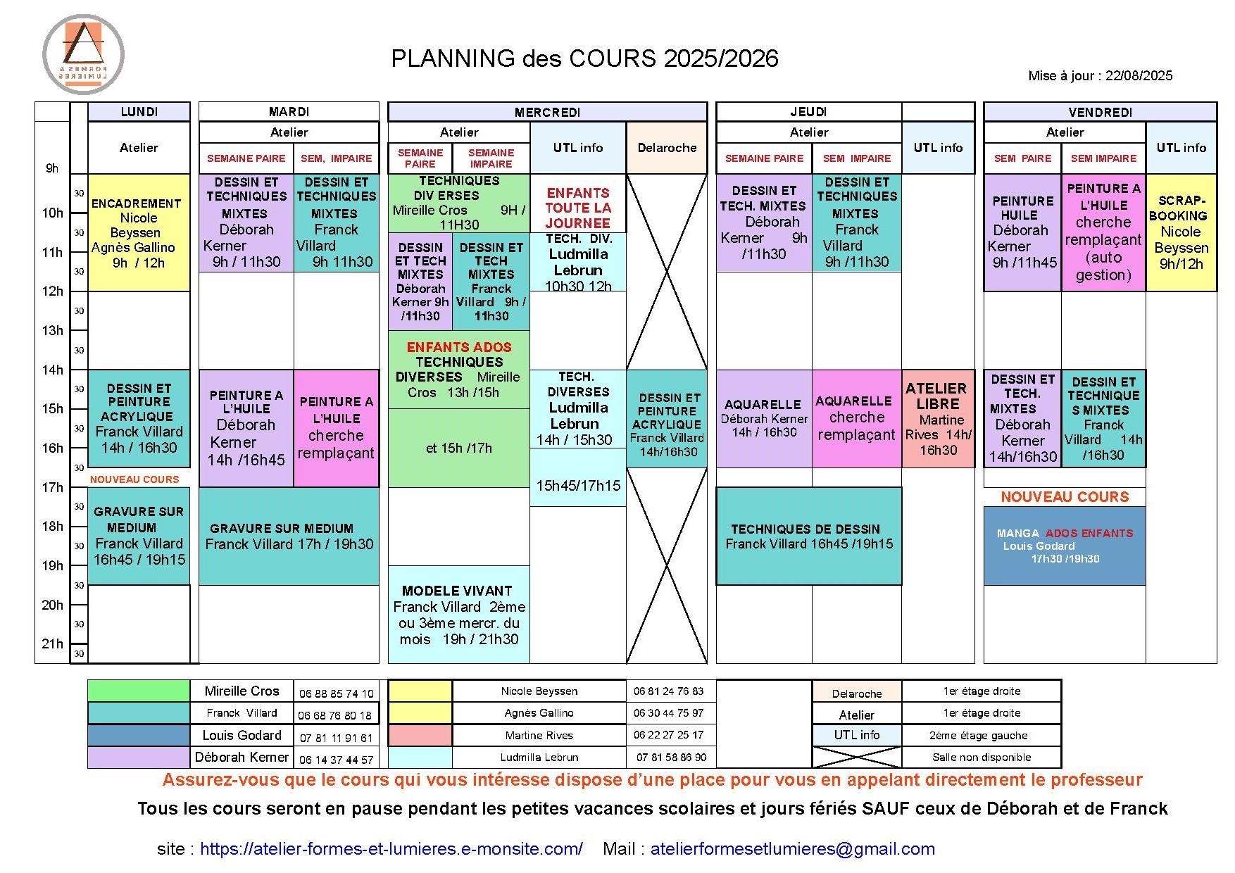 Planning2025 2026 au 22 aout 2025